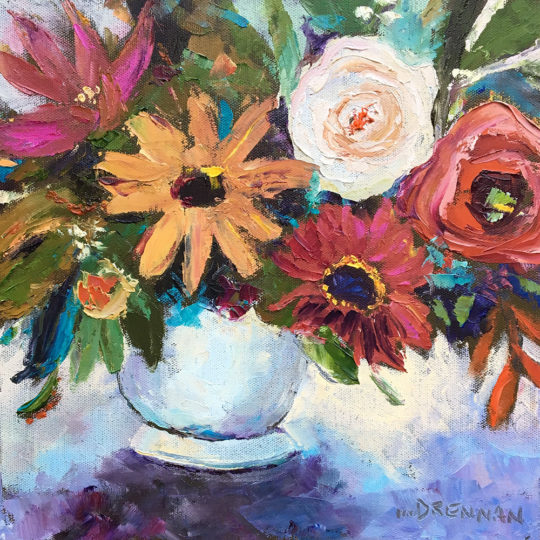 Colorful Flowers in White Vase